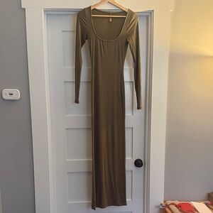Skims Olive Green soft lounge maxi dress
